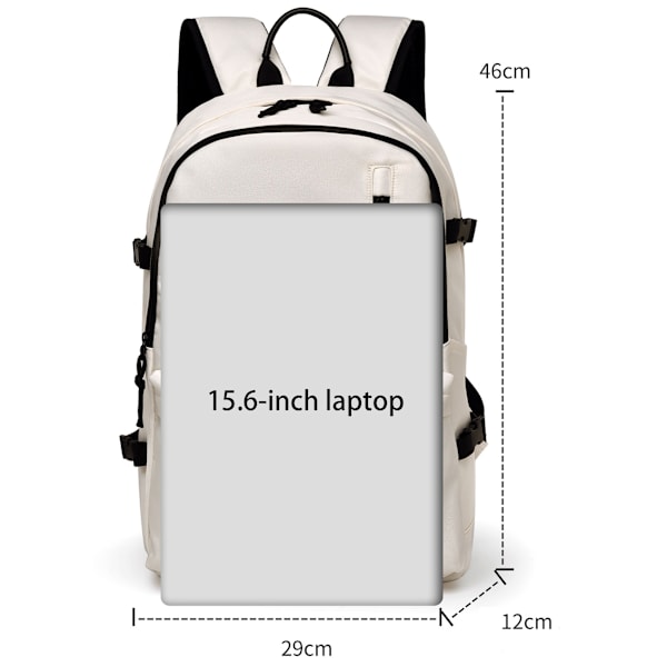 Ryggsäck Stor Kapacitet Vattentät Ryggsäck Dam Casual Datorväska Herr Ungdom Student Skolväska Reseväska Unisex Ryggsäck Beige Off-white