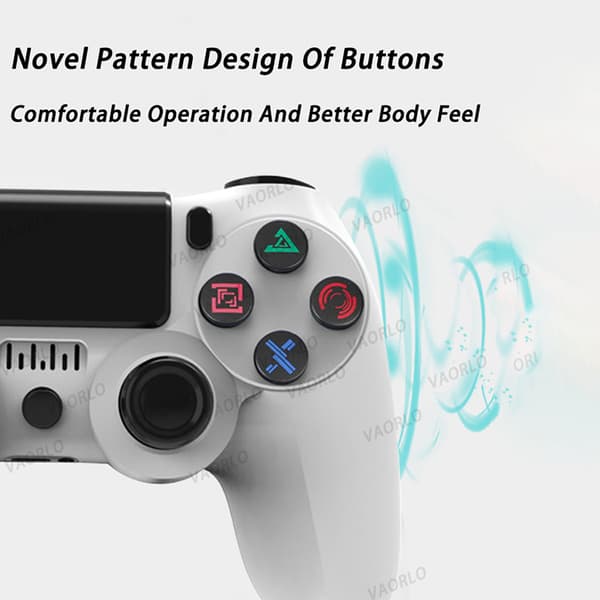 Hvit trådløs Bluetooth-kontroller med PS4/Slim/Pro, dobbel vibrasjon, kompatibel med Windows, PC, iOS, Android