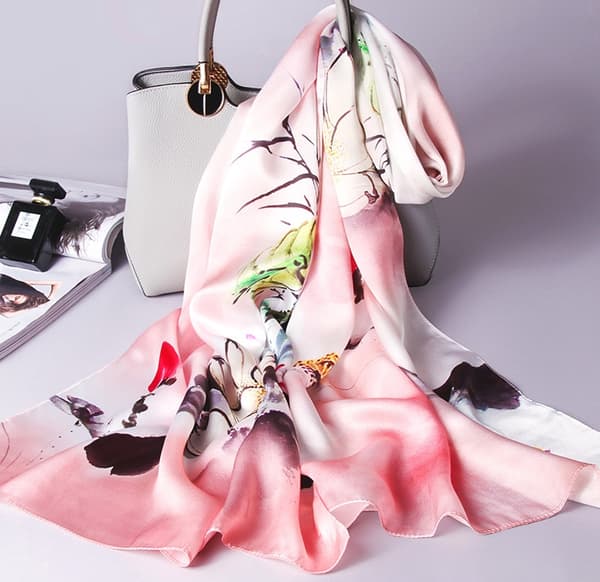 -Silketørklæde til kvinder forår og efterår 100% mulberry silke satin tørklæde silkesjal A