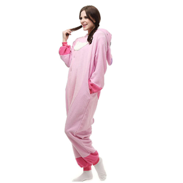 Vuxen Onesie Djur Pyjamas Halloween Cosplay Kostymer Festkläder Rosa M