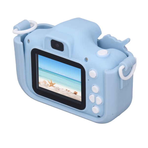 Børnekamera legetøj sødt tegneseriemønster digitalt foto videooptagelse kamera bærbart kamera enhjørning x10s blå Blue