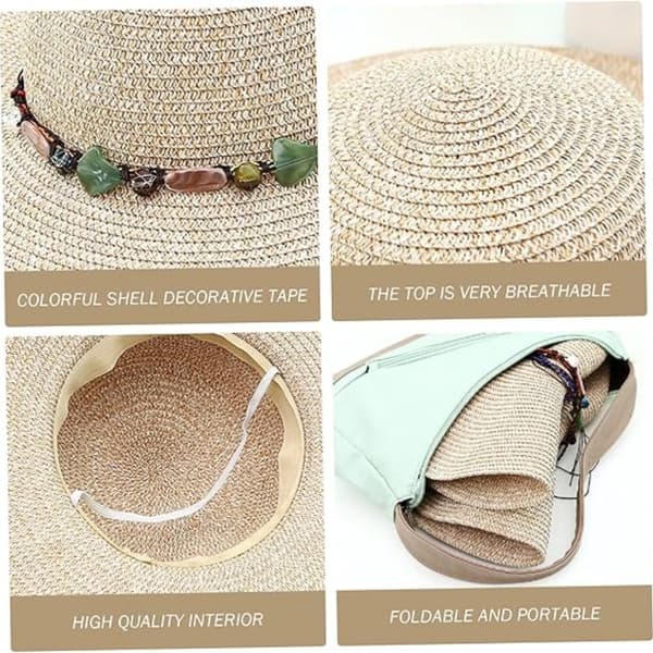 Dame bredskygget solhat, foldbar blød skygge, sommer strandhat mod ultraviolette stråler, beige