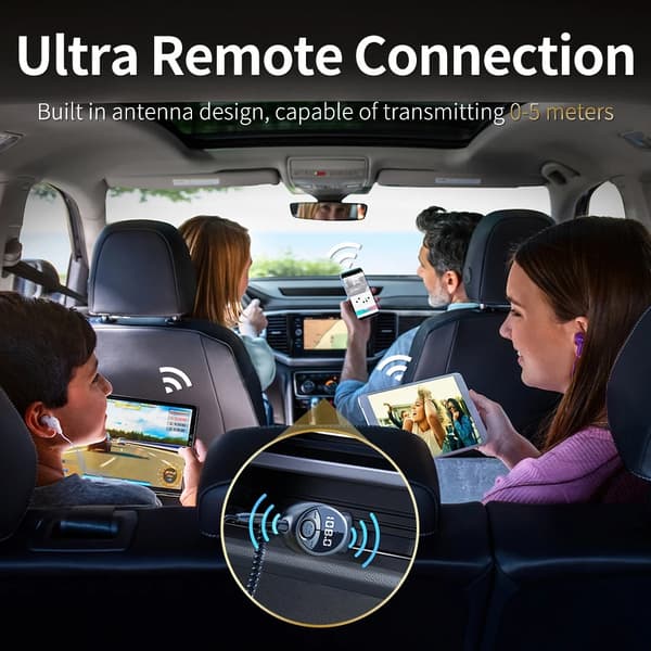 Bil FM-radiosender med Bluetooth 5.3, AUX-indgang 87.5-108MHz, LED-display til biler og lastbiler