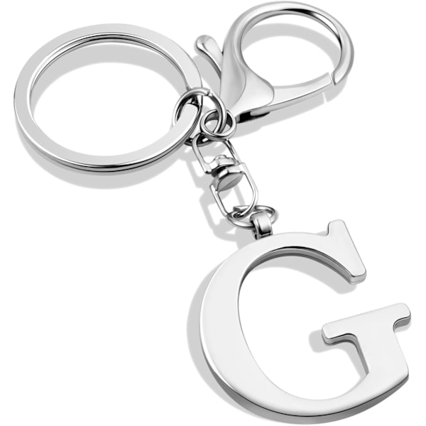 Nyckelring med guldbokstav A-Z för kvinnor, väskacharm, handväskacharm, metallinitialbokstavsnyckelring Silver-g