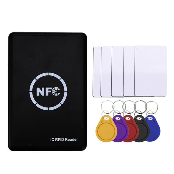 RFID NFC-kortlæser og -skriverkit med 5 nøglebrikker og 5 kort, 13,56MHz krypteret programmerer C