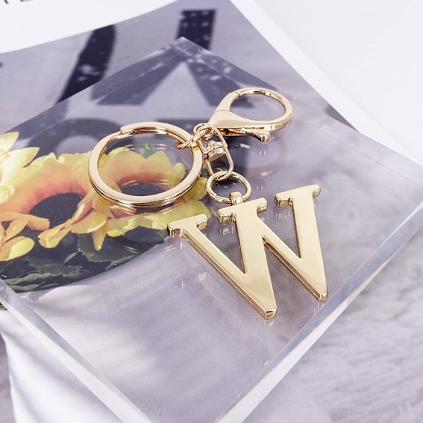 Nøglering med Guld Bogstav A-Z til Kvinder Taske Charms Pung Charms Til Håndtasker Metal Alphabet Initial Letter Nøglering W