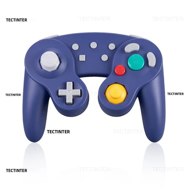 Blå Bluetooth Gamecube-stil Controller Kompatibel med Switch-konsol, PC, Android, Turbo-funktion
