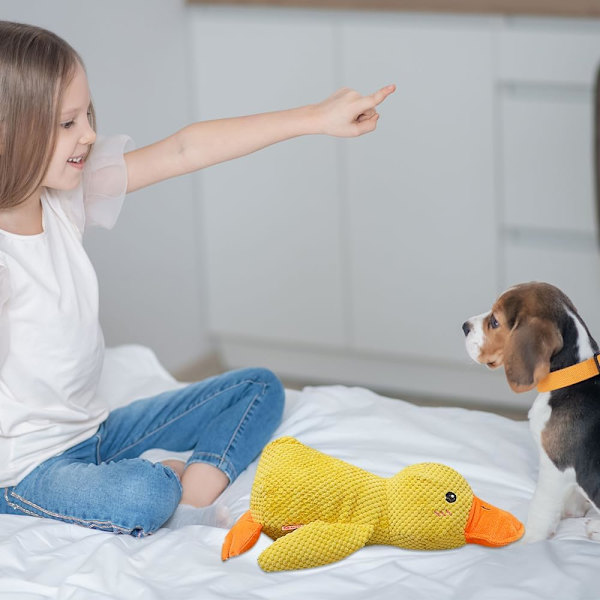 Quack-Quack Andedukke Hundefile, 2024 Nyeste Holdbar The Mellow Dog Rolig Andedukke Hundefile, Gul Stuffet Andedukke Hundefile for Hunder Innendørs Valp (Gul) Pink