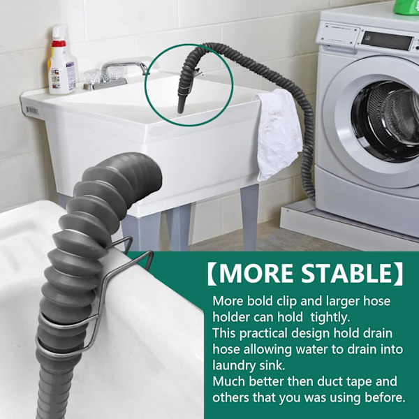 Justerbar Vaskemaskine Vaskeafløbsslange Holder Krog, Vask Tub Slange Guide Clip, Universal Utility Sink Slange Klemme, 304 Rustfrit Stål