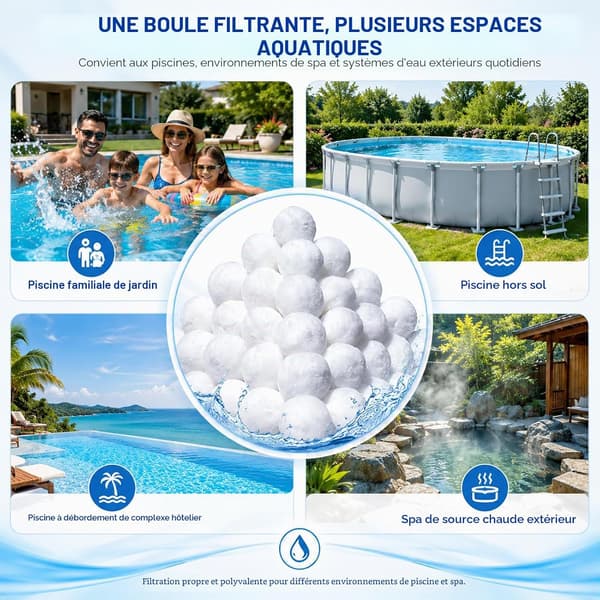 700g poolfilterkugler, genanvendeligt filtermedie, velegnet til sandfiltre og poolpumper.