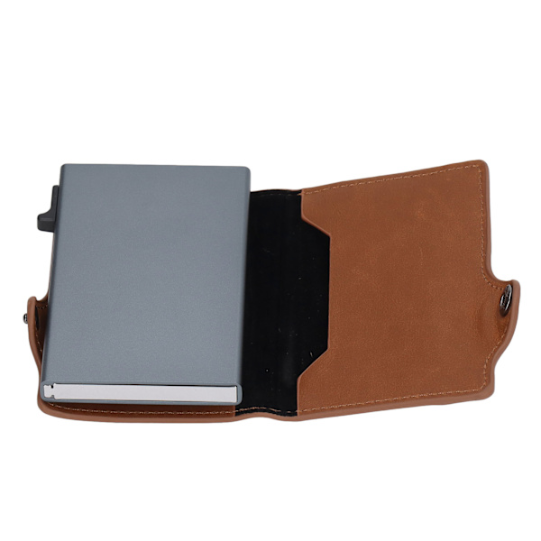 Aluminiumlegering PU-pung, Anti-tabt, Ultra-tynd ID-kreditkortholder, Egnet til Locator Tracking Device-Apricot Apricot