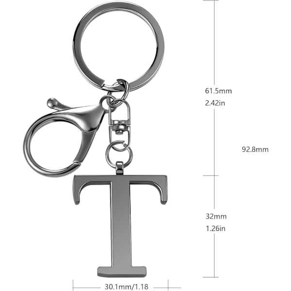 Nyckelring med guldbokstav A-Z för kvinnor, väskacharm, handväskacharm, metallinitialbokstavsnyckelring Black-t