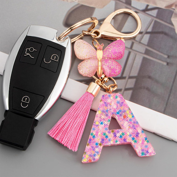 Sööt roosad võtmehoidjad naistele ja tüdrukutele, algustähega võtmehoidjad tutiga, ripatsid võtmetele, rahakotile, käekottidele ja seljakottidele Colorful Pink Butterfly-a