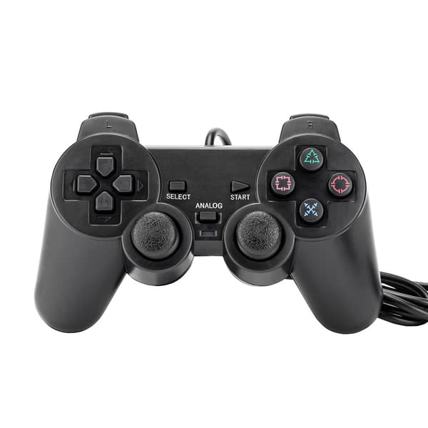 Svarta 2-pack Trådbundna Spelkontroller för PS2-konsol med Dubbel Vibration, Plug and Play