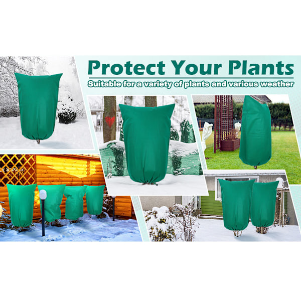 Tykk frostbeskyttelse for planter, vinterbeskyttelse for planter, frost- og insektbeskyttelse, vind- og glidelås, kaldt dekke 80*100cm