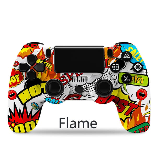 Flame Trådløs Bluetooth-kontroller med PS4/Slim/Pro, dobbel vibrasjon, kompatibel med Windows, PC, iOS, Android