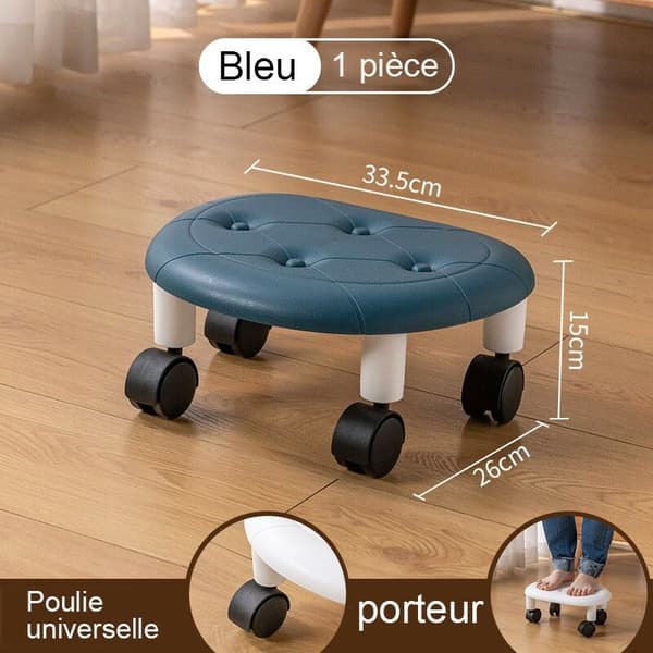 Pyöreä työjakkara säädettävillä pyörillä ja 360° pyörityksellä - Sininen