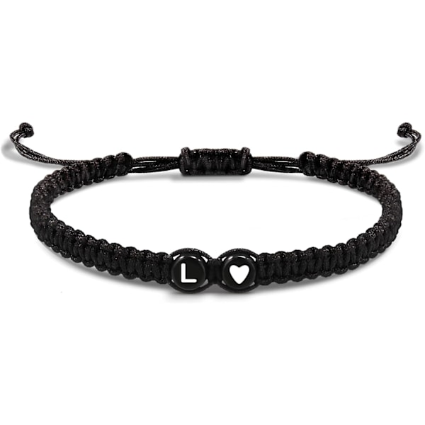 Initialarmbånd for kvinner, Strømper for tenåringer, bestevenninne-fødselsdagsgaver, eksamen, justerbare bokstaver A-Z flettede armbånd L