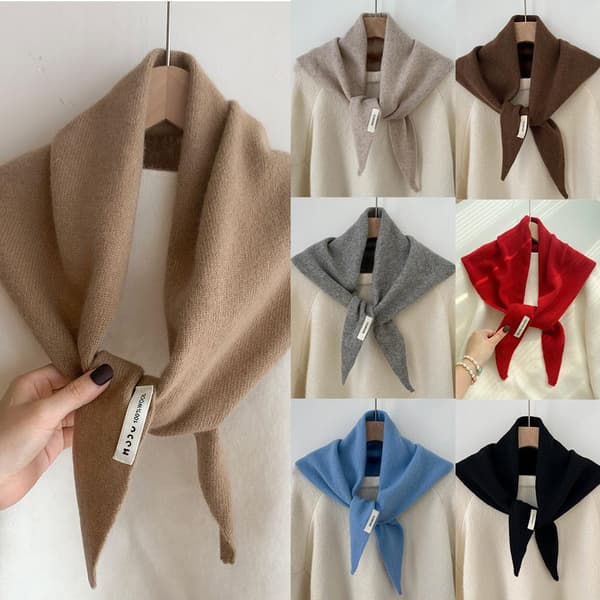 Grå-Koreansk Triangelscarf Nisch Ull Triangulär Scarf Dam Huvudduk Stickad Scarf Multifunktionell Varm Stickad Scarf Gray