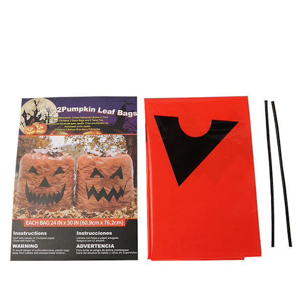 Store Græskarposer til Blade - 9 stk. Halloween Bladeposer, Udendørs Halloween Græskar Affaldsposer med Twist-lukninger, Haveaffaldsposer til Jord Halloween