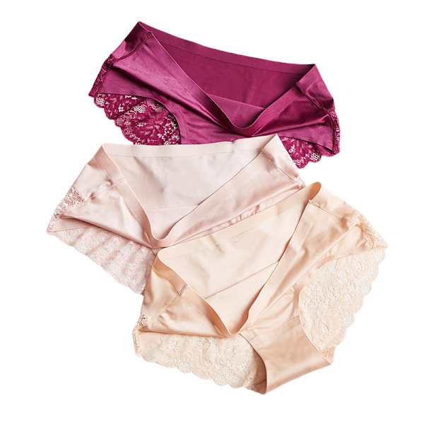 Bekväma och sexiga underkläder för kvinnor, coola och luftiga, inte skrymmande, plus size, låg midja, triangulär form, tre delar som ett set. L