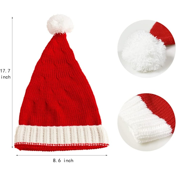 Jultomteluva Julhattar Julpartyhatt Röd Stickad Beaniehatt För Vuxna Kvinnor Män 2-pack 2 X Red Santa Hats Adult
