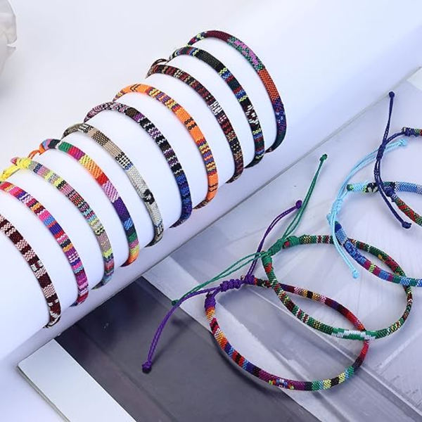 24 stk. Boho Surfer Armbånd Anklet Justerbar Perle Ankler Håndlavet Flettet Armbånd Farverig Anklet