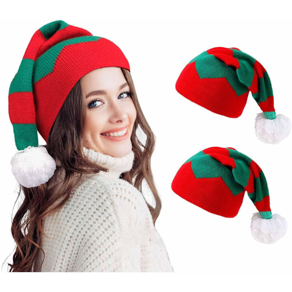 Jultomtehatt Röd Jultomtehatt Stickad Hatt Jultomtehatt För Vuxna Kvinnor Män 2-pack 2 Pack B