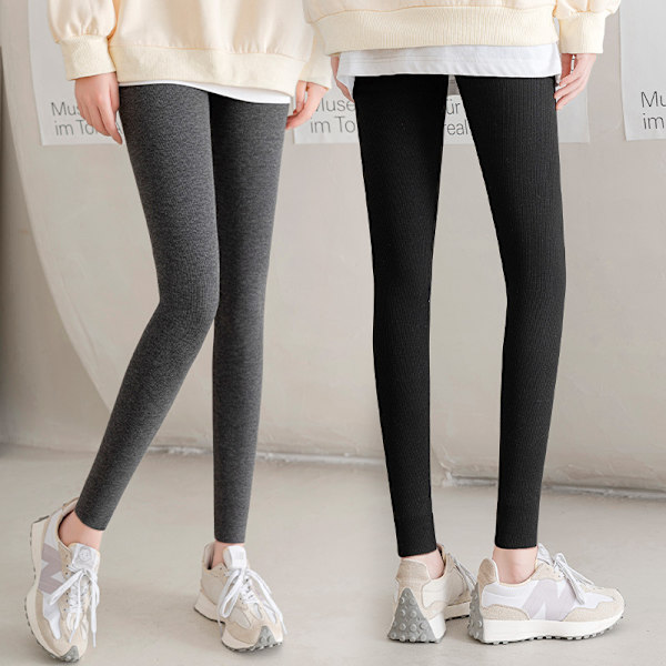 Höst-vinter Stickade Leggings: Ribbade, Vertikala Ränder, Fleecefodrade, Hög Midja, Magkontroll, Beskurna Pennleggings för Alla Kroppar i M - XXL XXL (140-170 catties)