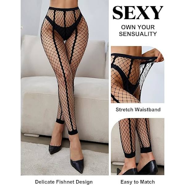 Dames Strømper Fiskenet Strømper Sexy Strømpebukser Blonder Høj Talje Strømpebukser Mesh Strømper Fiskenet Strømpebukser Black