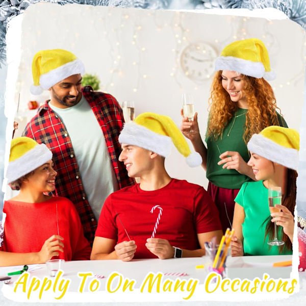 Vicenpal 20-pack Santahatt, Julhatt Bulk Plysch Unisex Julhattar för Vuxna Kvinnor & Män Festkostym (Gul) Yellow