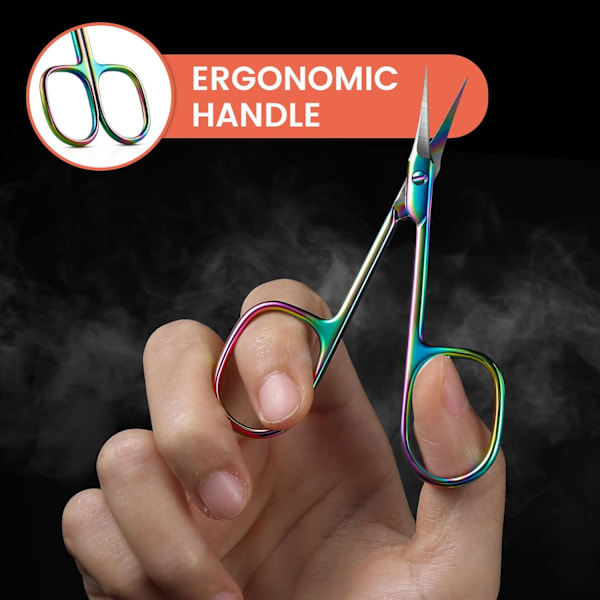 Böjda nagelbandssaxar - Precision manikyr sax nagelbandstrimmer, professionella nagelsaxar i rostfritt stål för nagelbandsskötsel, regnbåge Color