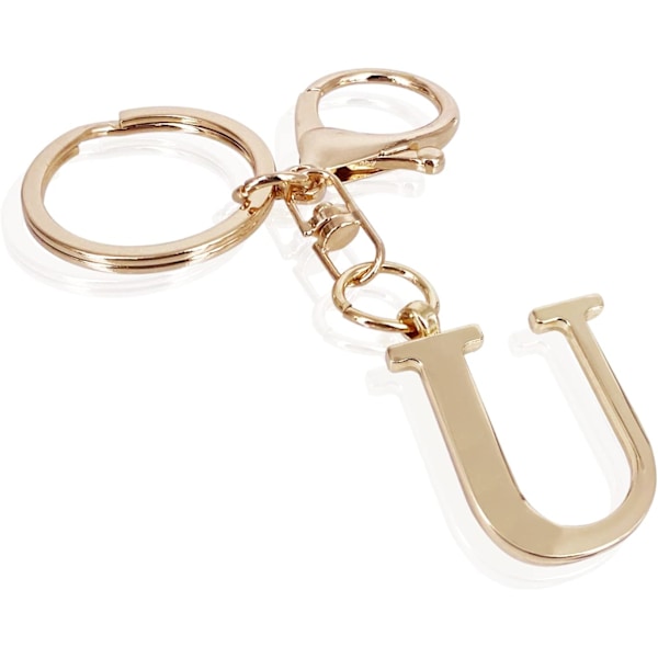 Nøglering med Guld Bogstav A-Z til Kvinder Taske Charms Pung Charms Til Håndtasker Metal Alphabet Initial Letter Nøglering U