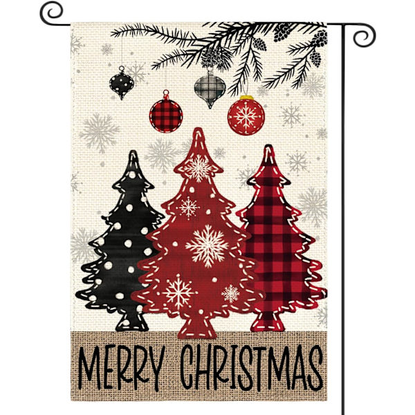 Glædelig Jul Haveflag 12x18 Tommer Dobbeltsidet Ude, Juletræspynt Snefnug Vinterferie Have Udendørs Dekorativt Flag