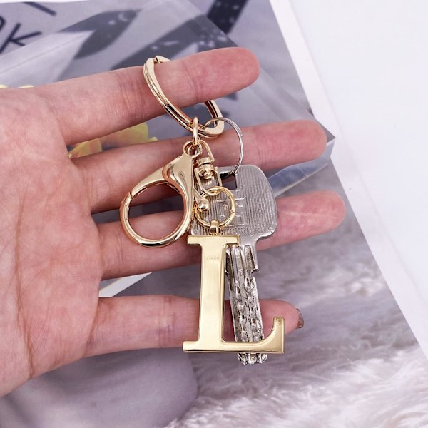Nøglering med Guld Bogstav A-Z til Kvinder Taske Charms Pung Charms Til Håndtasker Metal Alphabet Initial Letter Nøglering L