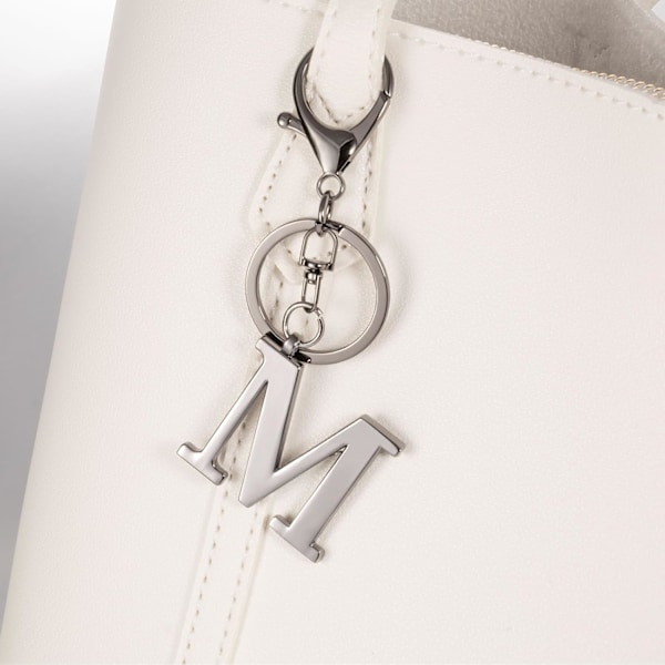 Nøglering med Guld Bogstav A-Z til Kvinder Taske Charms Pung Charms Til Håndtasker Metal Alphabet Initial Letter Nøglering Black-c