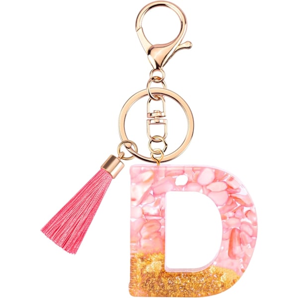 Sødt Rosa Nøglering til Kvinder Piger, Initialbogstav Nøglering med Kvast, Charms til Nøglepung Håndtasker Rygsække Pink-d