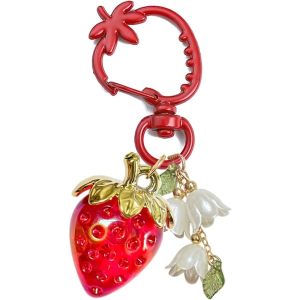 Sød Jordbær Nøglering, Taske Charms, Kawaii Hjerte Blomst Daisy Nøgleringe Tilbehør Dekoration Til Piger Pung Gave Transparent Red