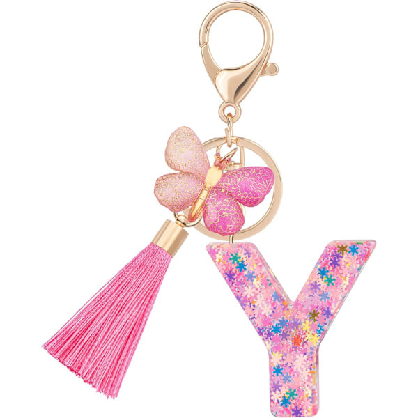 Sööt roosad võtmehoidjad naistele ja tüdrukutele, algustähega võtmehoidjad tutiga, ripatsid võtmetele, rahakotile, käekottidele ja seljakottidele Colorful Pink Butterfly-y
