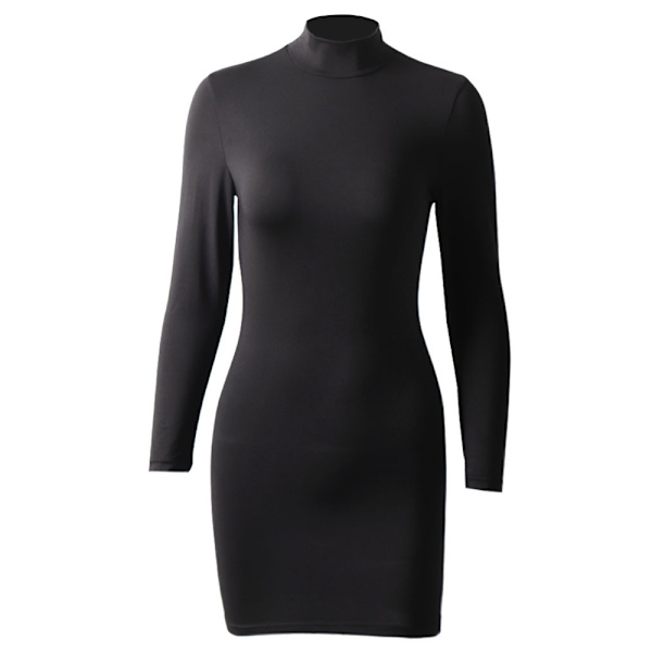 Sexiga klubbklänningar för kvinnor Basic långärmad turtleneck-klänning XL