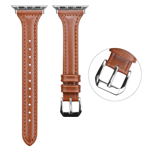 Läderarmband kompatibelt med Apple Watch7 8, utbytesarmband för män och kvinnor brown 38/40/41mm