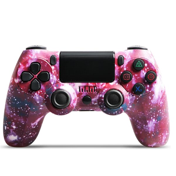 Fantasy Purple Trådlös Bluetooth-handkontroll med PS4/Slim/Pro, dubbel vibration, kompatibel med Windows, PC, iOS, Android