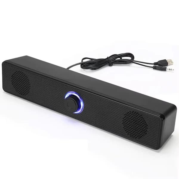 4D stereo Bluetooth-soundbar med subwoofer, kompatibel med TV og computere, kraftfuld lydkvalitet.