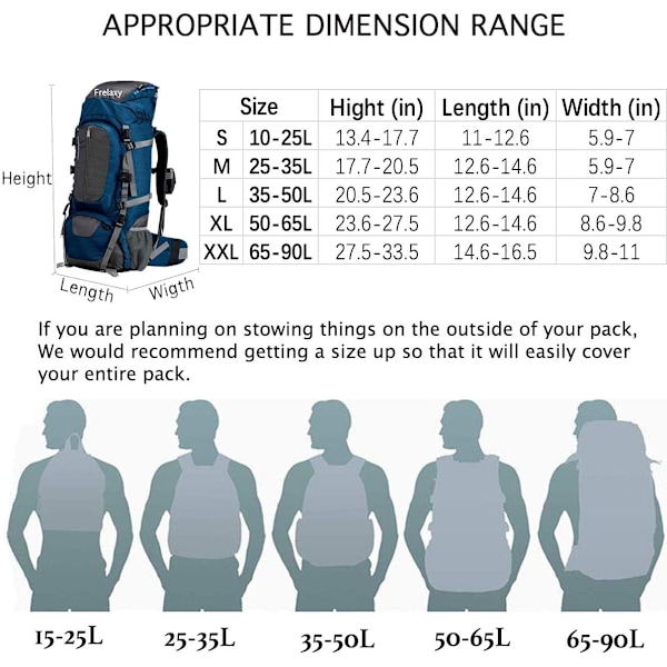 Vandafvisende Rygsæksregnbetræk, 8008mm Vandafvisende Niveau, Opgraderet Ultra-Stærk Multilagsstruktur, Sort XL (Til 50L-65L Rygsæk) Black XL