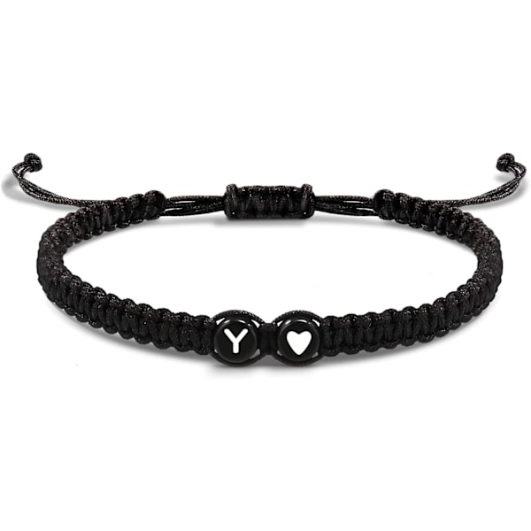 Initialarmbånd for kvinner, Strømper for tenåringer, bestevenninne-fødselsdagsgaver, eksamen, justerbare bokstaver A-Z flettede armbånd Y