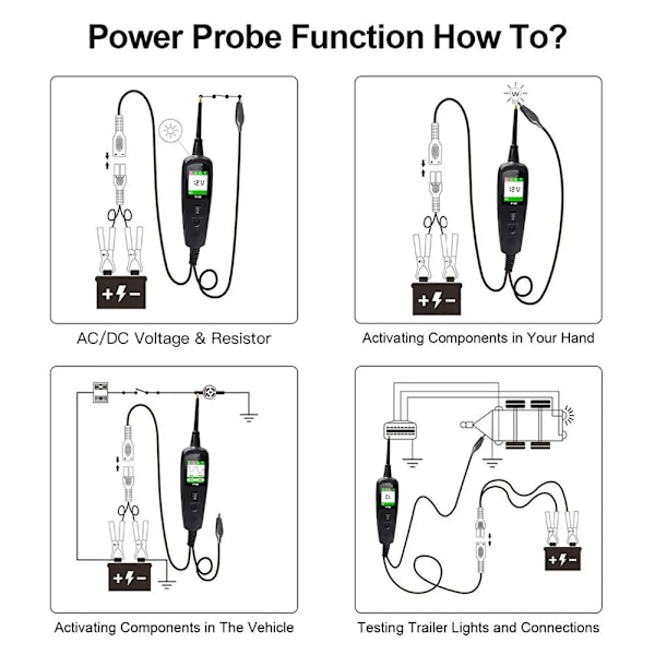 P100 2M Power Circuit Probe Kit 12V 24V Bilkrets Tester Spänning/Resistent Tester Bilmekanisk Verkstad Verktyg