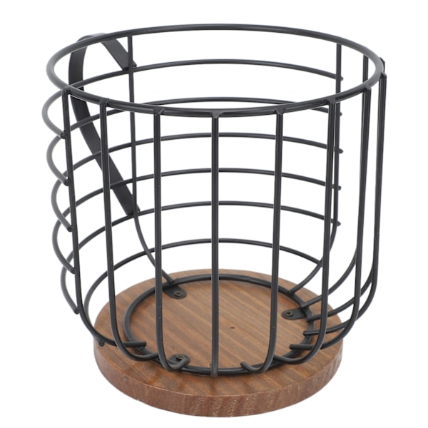 Jern kaffekapselholder med stor kapacitet, pladsbesparende træbase, husholdningskaffekapsel opbevaringsboks sort med låg black with lid