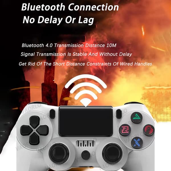Trådløs Bluetooth-kontroller med PS4/Slim/Pro, dobbel vibrasjon, kompatibel med Windows, PC, iOS, Android