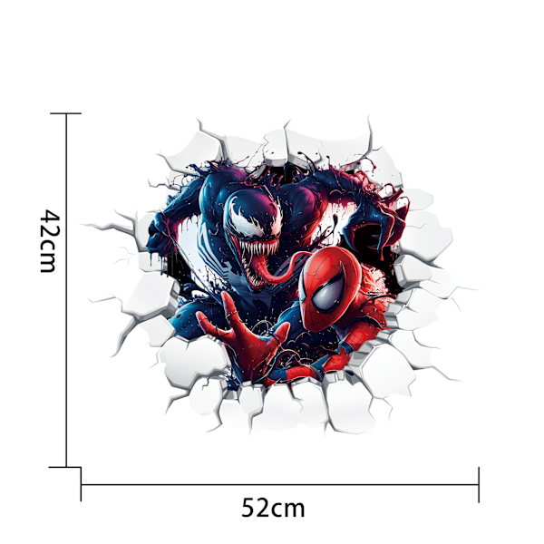 Upeat Venom & Spider-Man 3D -seinä - rikkovat seinätarra - lapsihuoneeseen - 52*42cm itseliimautuvat PVC -tarrat Avengers Alliance -sarjasta