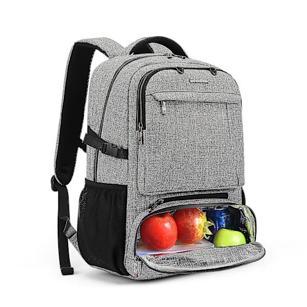 Lunchryggsäck för kvinnor Multifunktionell kylväskor 15,6 tum Laptopryggsäck med läckagesäkert isolerat fack, grå-1-9 gray